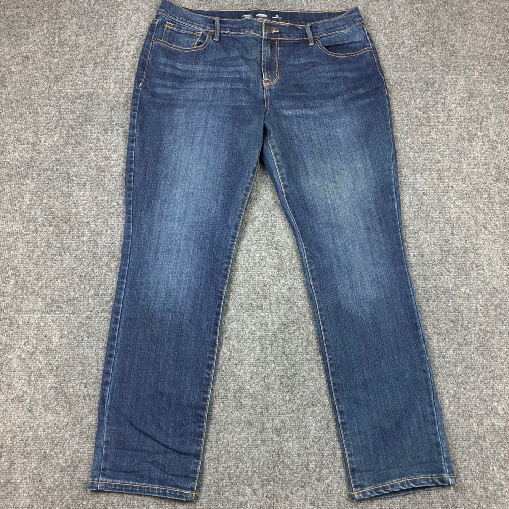 Old Navy Straight Leg Jeans Womens Size 12 34x28 Short Dark Wash Blue Denim